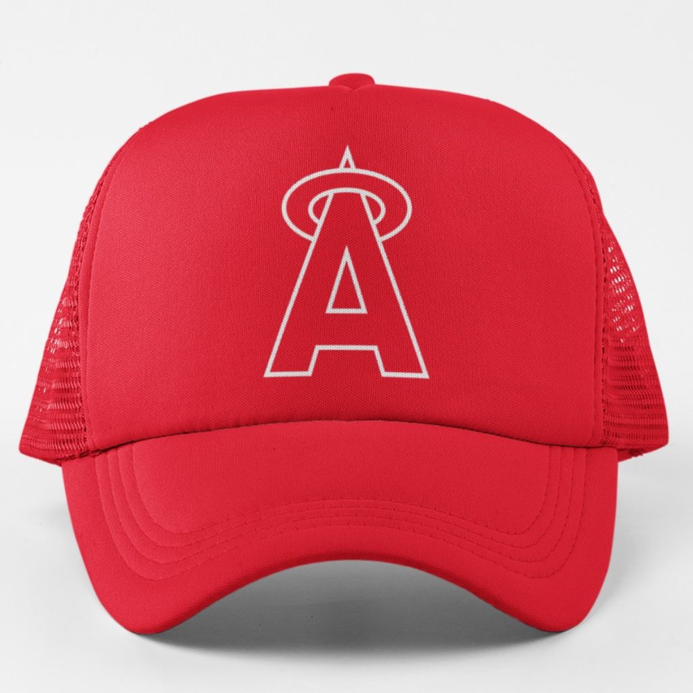 NEW California Angels 1989 Retro A Logo Foam Trucker Snapback Hat RED